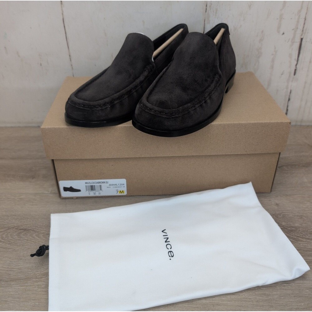 Vince Miles Suede Loafer Men's US 7M/EU 40 Cocoa Brown Moccasin Toe Brand New